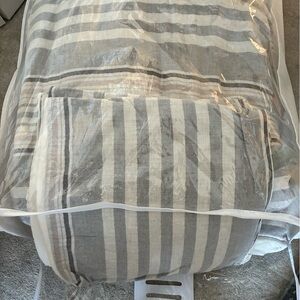 UGG Striped Comforter Set in Gray and White